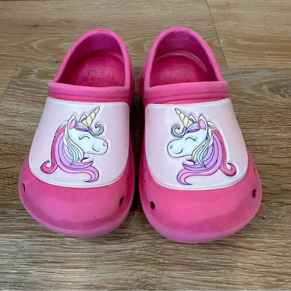 Swiggles Pink Unicorn Girls Size 5/6 Slip On Clogs